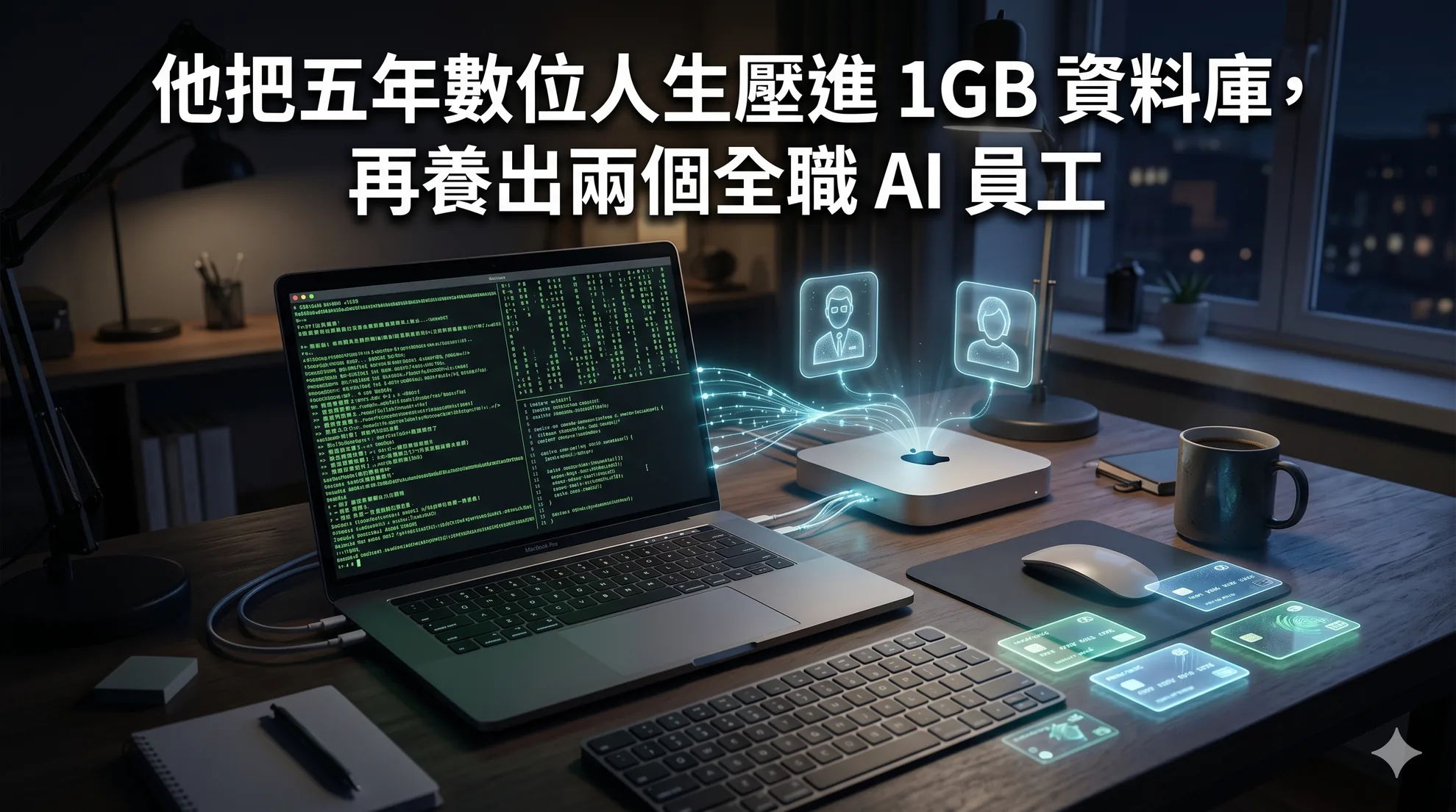 他把五年數位人生壓進 1GB 資料庫，再養出兩個全職 AI 員工