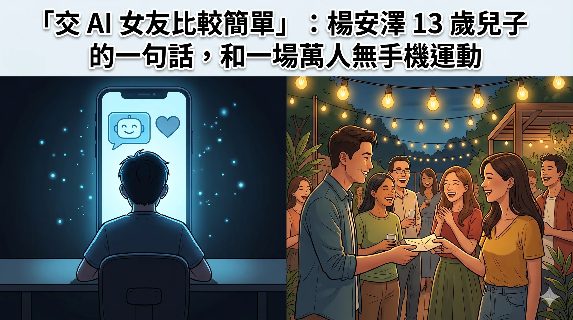 「交 AI 女友比較簡單」:楊安澤 13 歲兒子的一句話,和一場萬人無手機運動