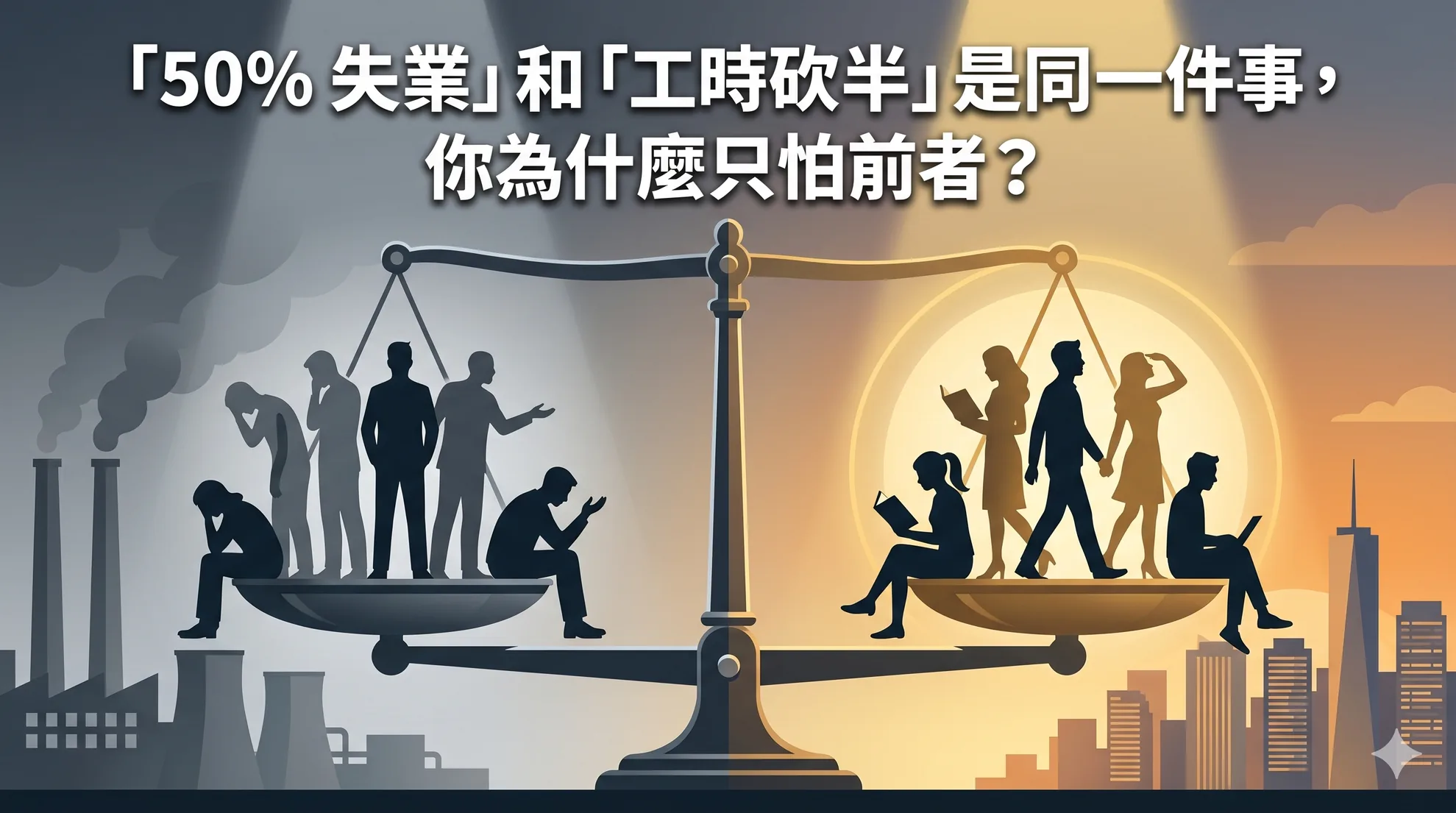 「50% 失业」和「工时砍半」是同一件事，你为什么只怕前者？
